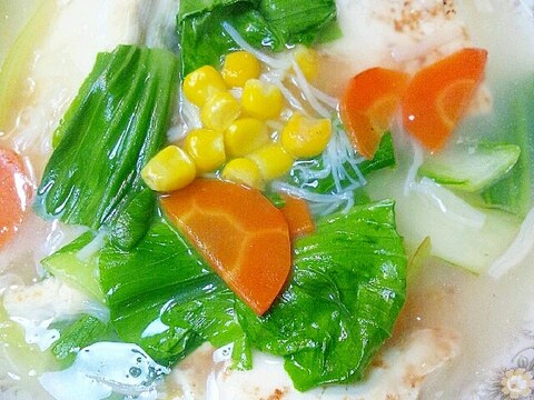 帆立のダシが効いてます♪豆腐と青梗菜の中華あんかけ